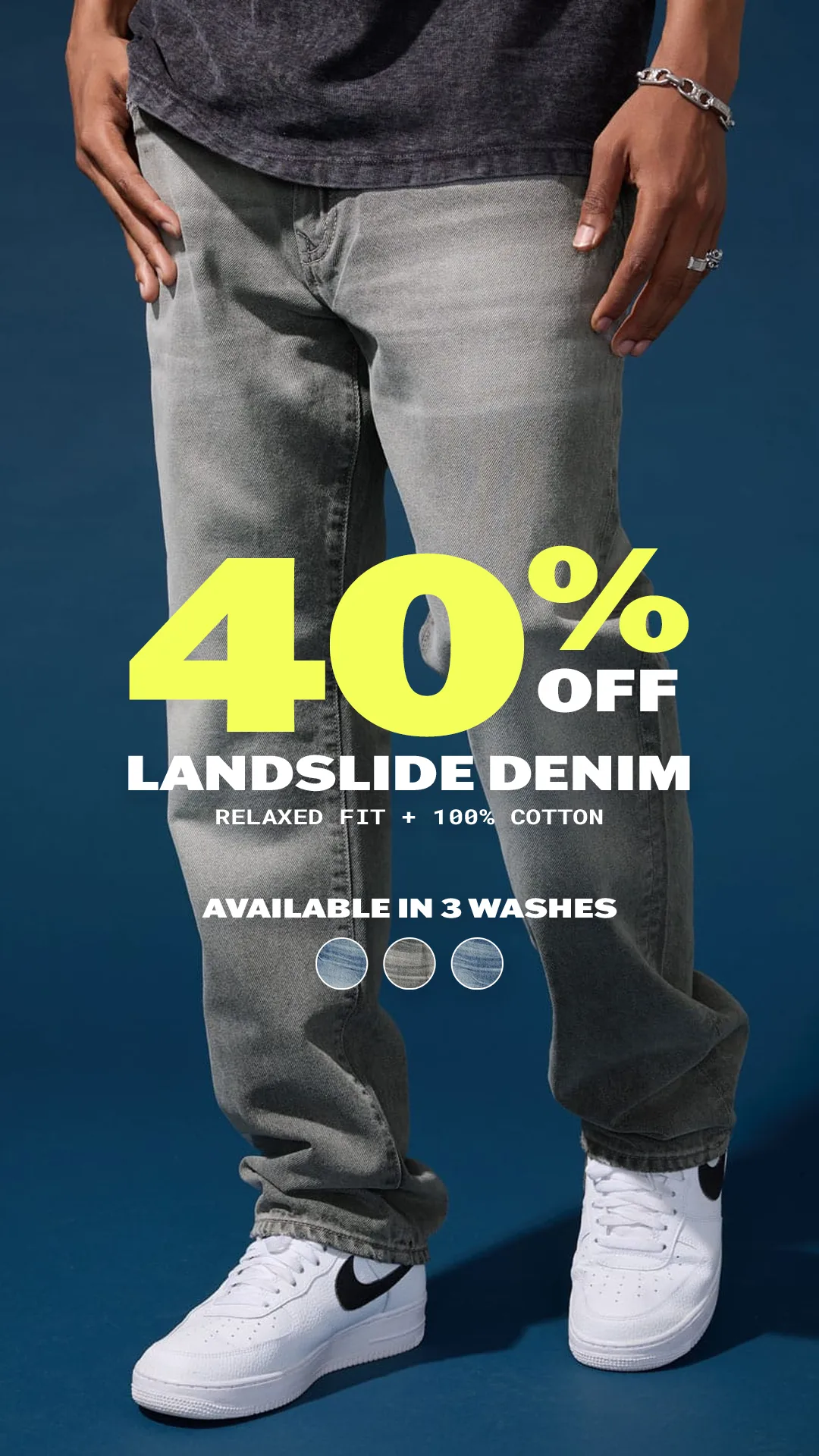 Landslide Denim relaxed fit jeans in Arctic Wash