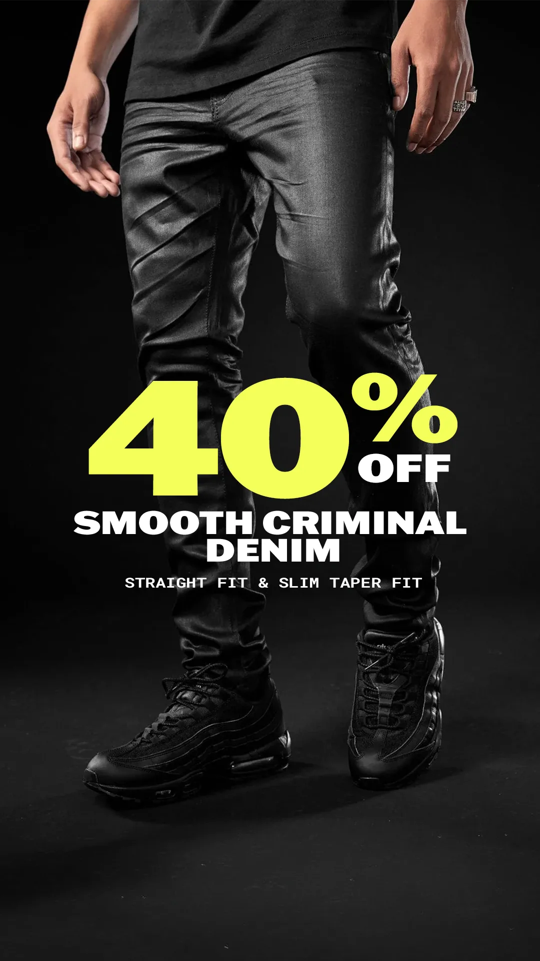 Smooth Criminal Slim Taper Fit jeans in Jet Black
