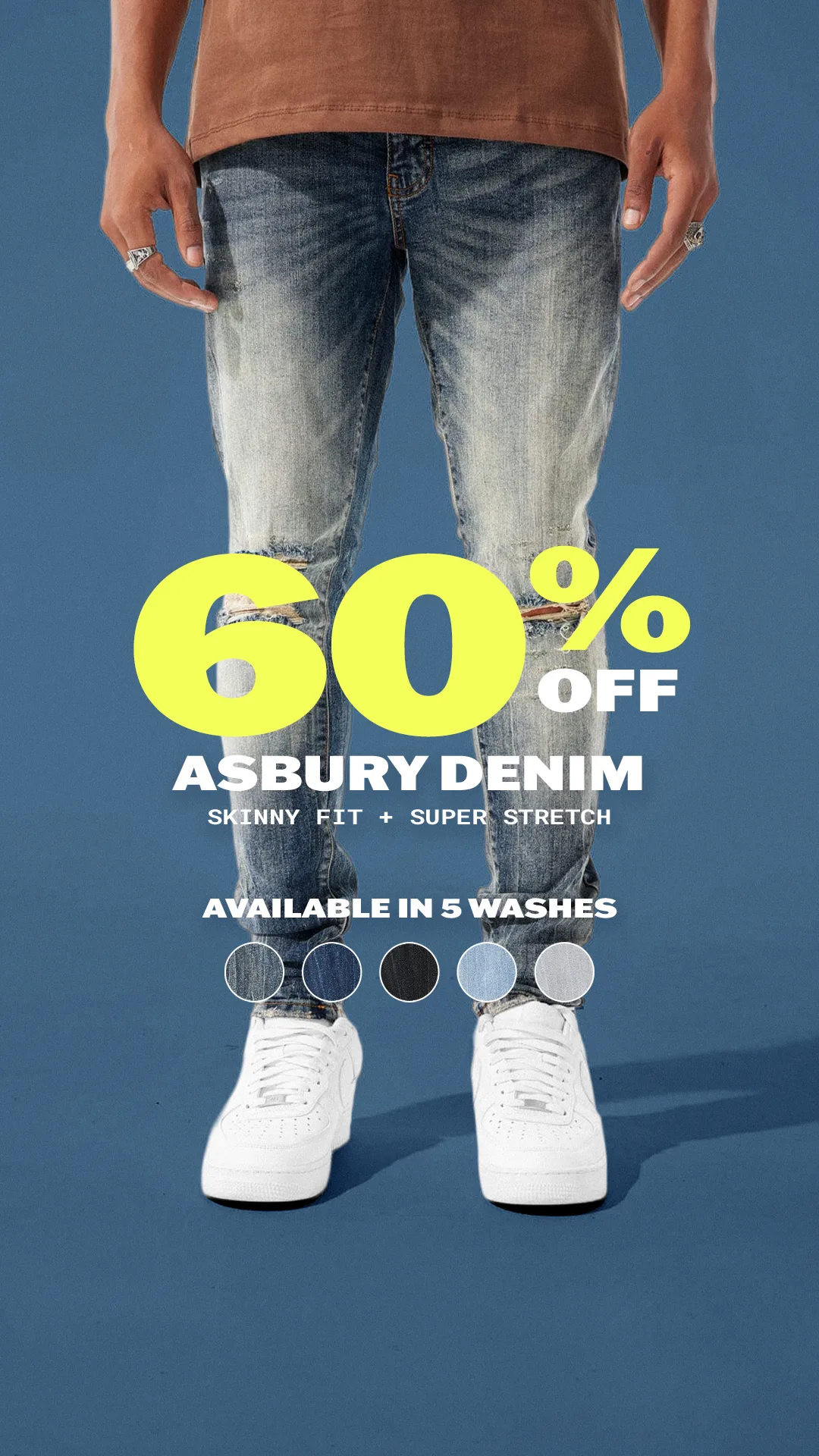 Asbury Denim skinny fit jeans in Death Valley wash