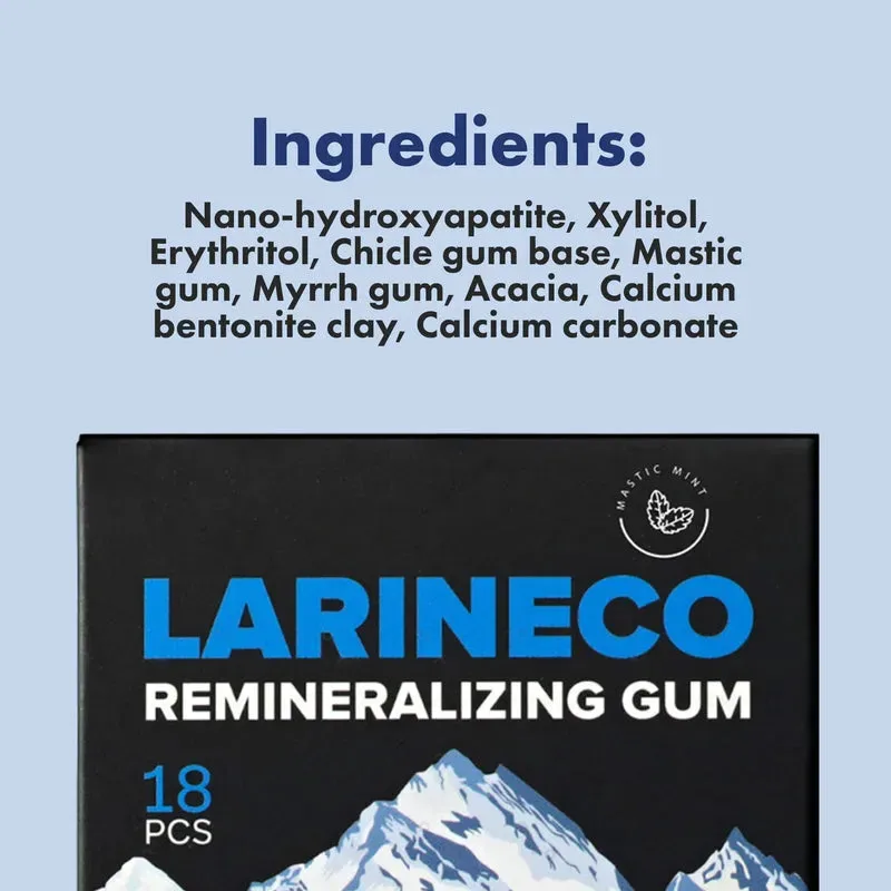 Larineco™ gum ingredients, including nano-hydroxyapatite and xylitol