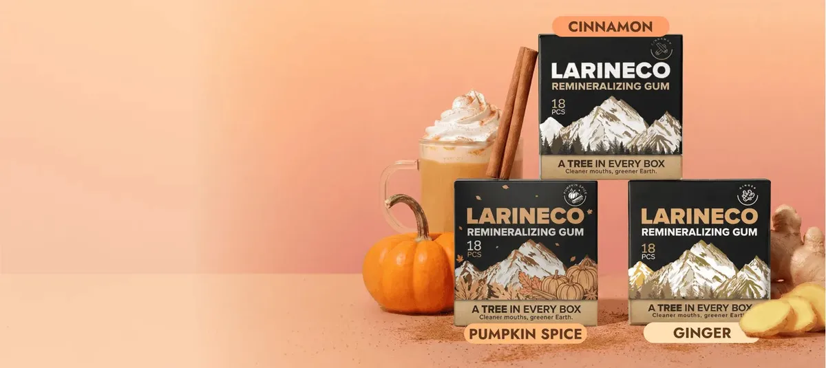 Chicles Larineco™ de canela, calabaza especiada y jengibre