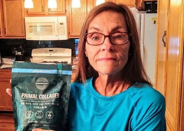 Primal Collagen customer pictured alongside the joint-support story