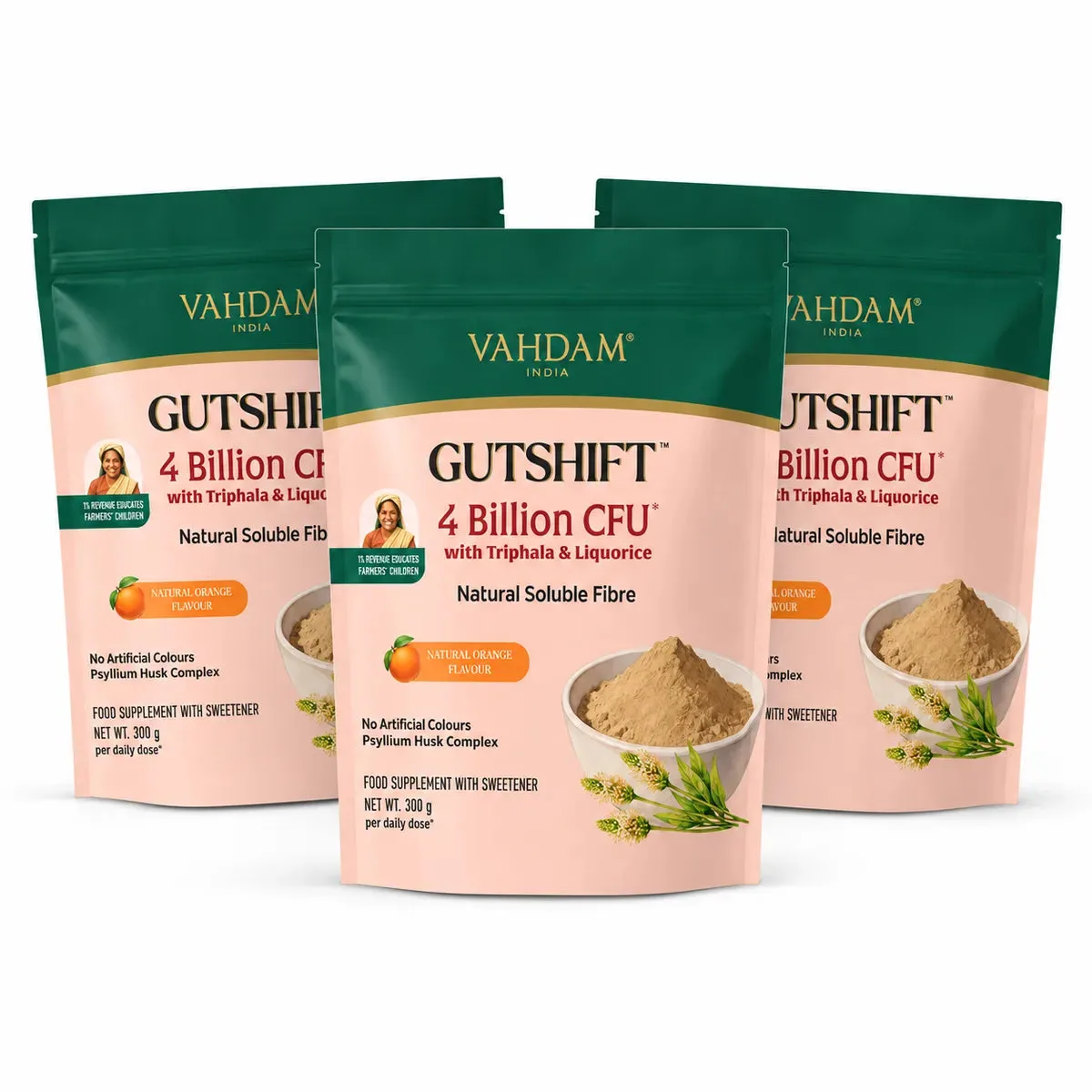 Three GutShift pouches