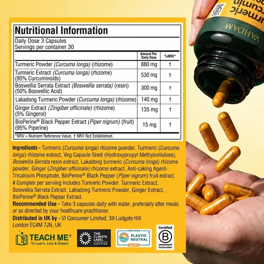 VAHDAM Turmeric Curcumin product information