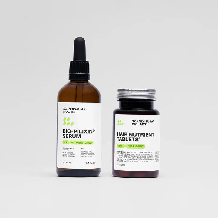 Men's Hair Growth and Nutrient Bundle with Bio-Pilixin Activation Serum and Hair Nutrient Tablets