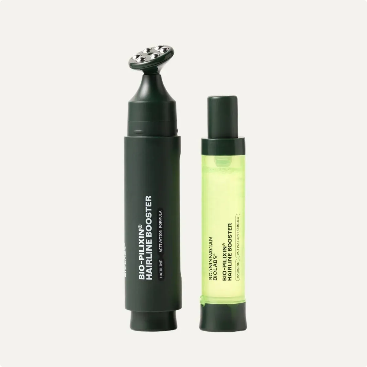 Bio-Pilixin Hairline Booster with reusable rollerball and serum cartridge
