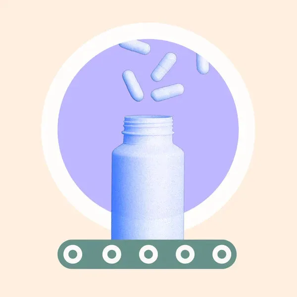 BodyBio in-house supplement manufacturing illustration