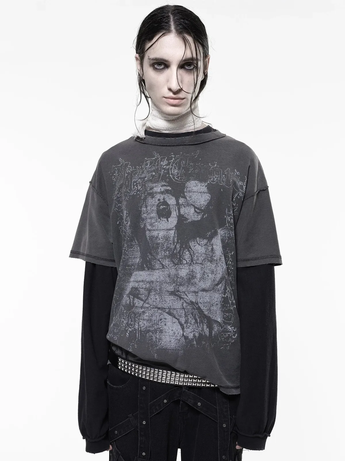 DROP DEAD Toxic Boxy T-Shirt worn on a model