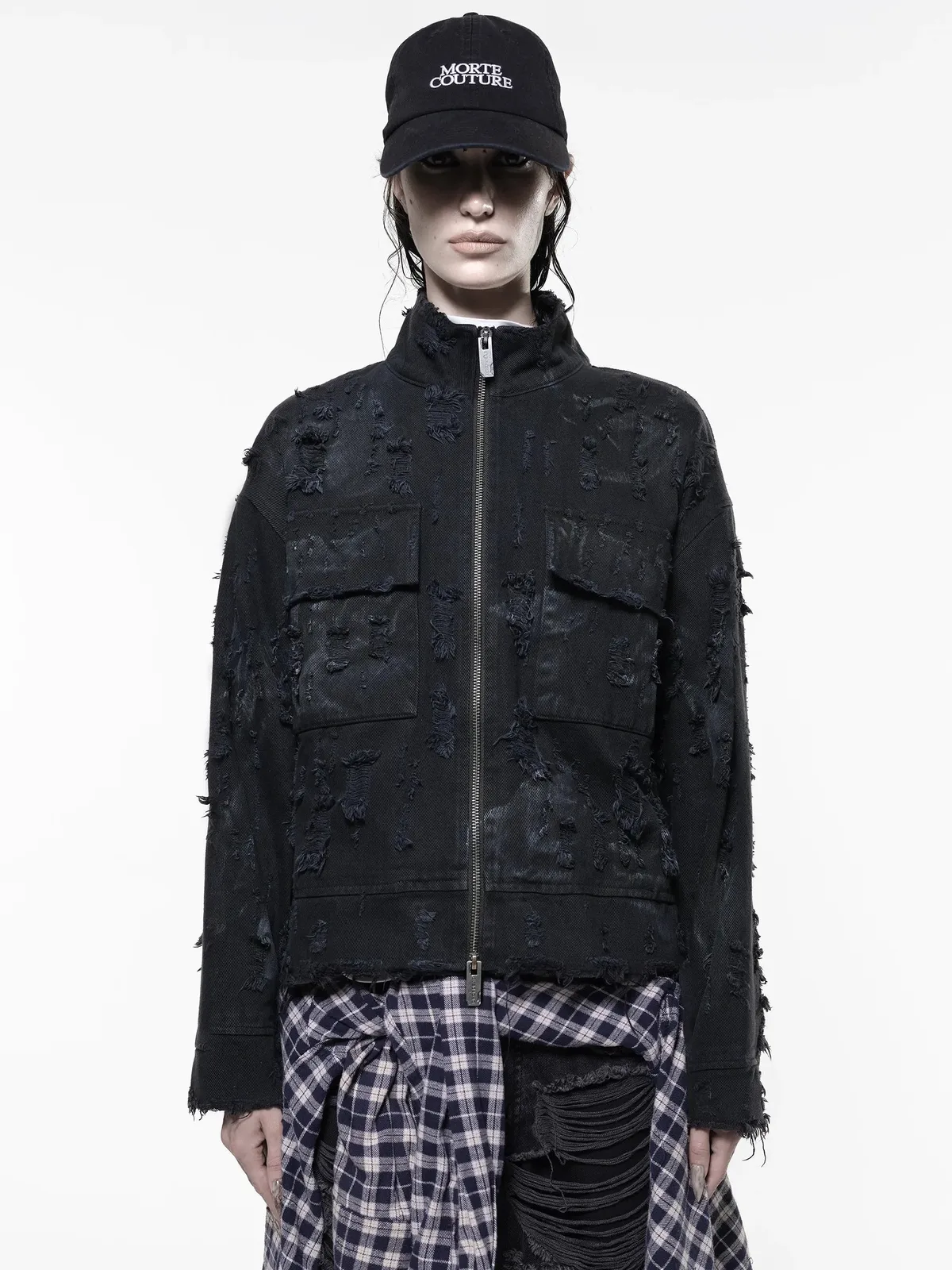 DROP DEAD Torment Jacket worn on a model