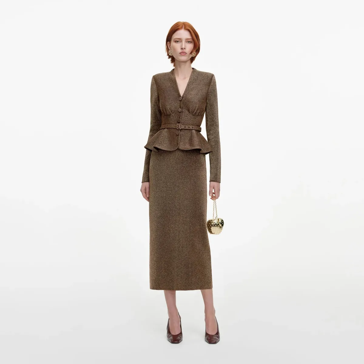 Bronze Tailored Knit Midi Dress