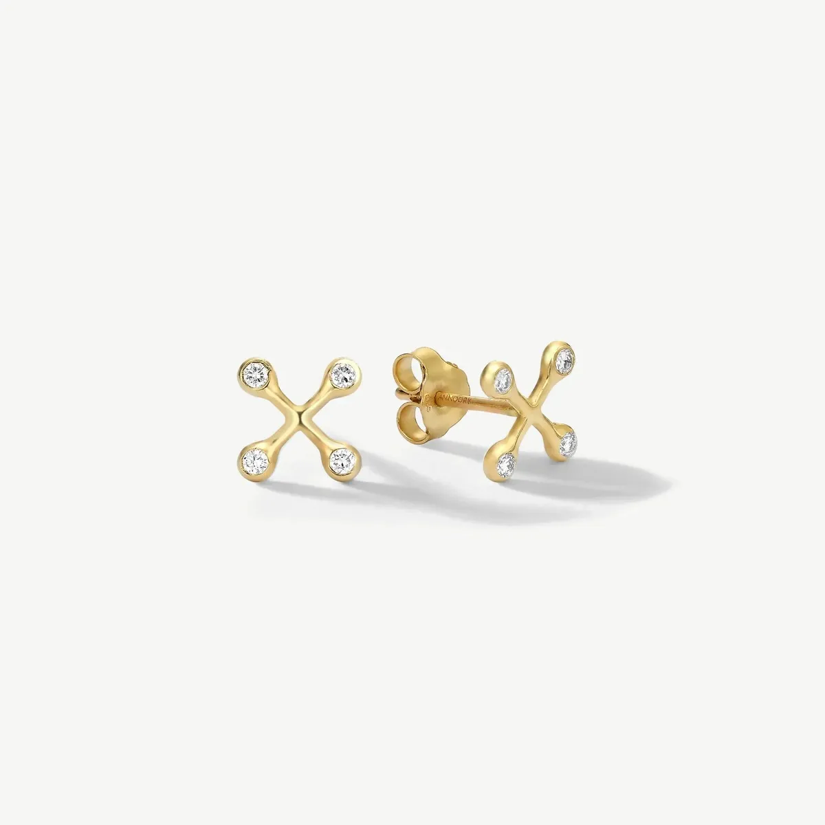 14k yellow gold Align Your Flow Small Diamond Earrings