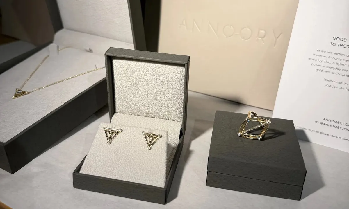 ANNOORY gift boxes and presentation, shown with other collection pieces