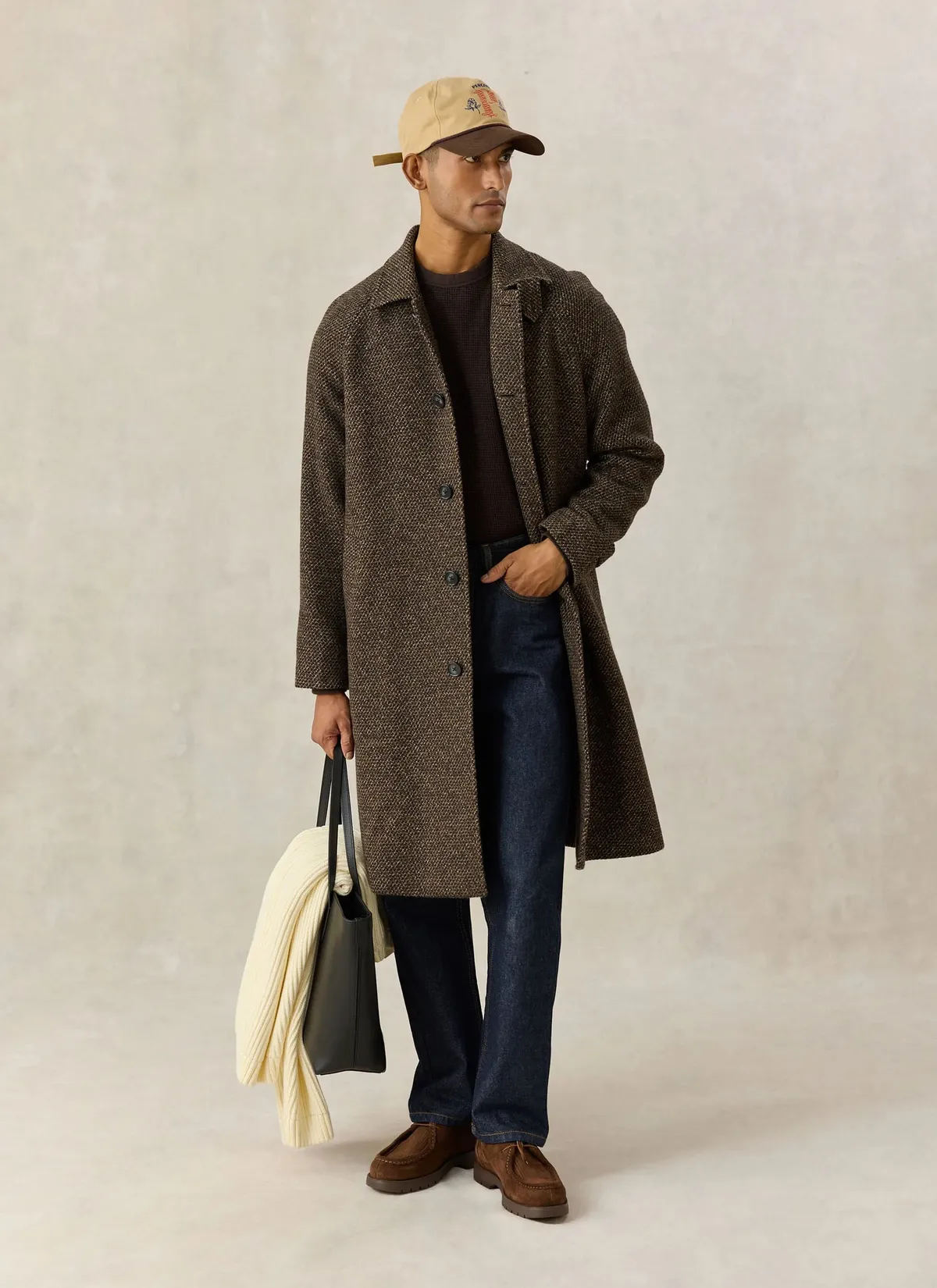 Mason Car Coat in brown fleck